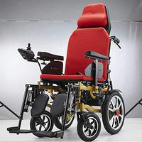 AA100 Folding Electric Wheelchair Elderly Disabled Smart Scooter Reclining Wheelchair + Pillow (Manual/Automatic switchable),Red