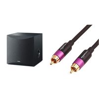 Yamaha 8" 100W Powered Subwoofer - Black (NS-SW050BL) & AmazonBasics Subwoofer Cable - 15 Feet