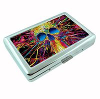 Psychedelic Skull Metal Silver Cigarette Case Holder RFID-Blocking Wallet