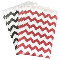 Outside the Box Papers Black Red and White Paper Treat Sacks Chevron Favor Bags - 5.5 x 7.5 Inches - 48 Pack
