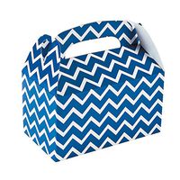 BLUE CHEVRON TREAT BOXES - Party Supplies - 12 Pieces