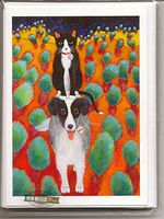 Santa Fe Artist Lori Faye Bock Art Note Card Portfolio - Dogs & Cats (12 cards - 2 each of 6 designs)