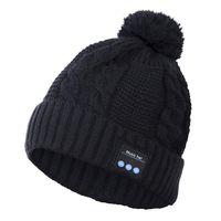 Bluetooth Beanie, Wireless Headphone Beanie, Pom Pom Beanie Hat Built-in HD Stereo Speakers & Microphone with Rechargeable USB for Winter Fitness Outdoor Sports & Christmas Gifts (Black) (Black)