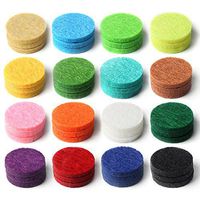 48 PCS 16 Colors Felt Oil Pendant Refill Pads Bulk for Oil Diffuser Necklaces (Round-17MM)