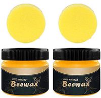 Wood Seasoning Beewax - Traditional Beeswax Polish for Wood & Furniture, All-Purpose Beewax for Wood Cleaner and Polish Wipes-Furniture Care Multipurpose Natural Beeswax(2xWood Seasoning+2xSponge)