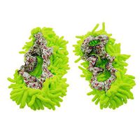 Microfiber Chenille Elastic Cuff Floor House Cleaning Mop Slippers Shoes Pair (green)