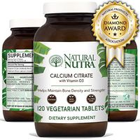 Natural Nutra Calcium Citrate with Vitamin D3, Supplement for Bone Strength, Health and Osteoporosis, 60 Tablets