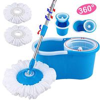 Magic Floor Mop 360 Bucket 2 Heads Microfiber Spinning Rotating Head Clean