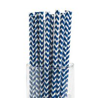 Fun Express - Blue Chevron Paper Straws (2dz) - Party Supplies - Drinkware - Straws - 24 Pieces
