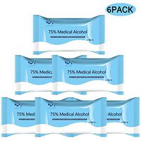 Alcohol Wet Wipes, 75% Alcohol Detergent Wipes, Large Wet Wipes Travel (6 Packs, 60 Pcs)