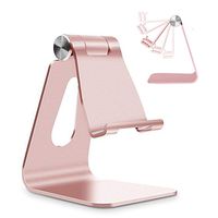 Adjustable Cell Phone Stand, CreaDream Phone Stand, Cradle, Dock, Holder, Aluminum Desktop Stand Compatible With iPhone Xs Max Xr 8 7 6 6s Plus 5s Charging, Accessories Desk,All Smart Phone-Rose Gold