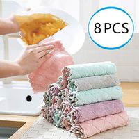 HOTRAIN 8 Pcs Kitchen Dish Cloth Towels,Dishcloths,Absorbent Dishtowels, Nonstick Oil Washable Fast Drying Dish Rags Cleaning Tools