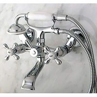 Victorian Wallmount Clawfoot Bath Tub Faucet Grey Metal Polished Silver Finish