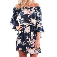 Wrap Maxi Dress Short Sleeve V Neck Floral Flowy Front Slit High Low Women Summer Beach Party Wedding Dress Blue