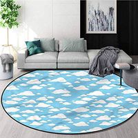 RUGSMAT Blue Modern Machine Washable Round Bath Mat,Clear Summer Sky Pattern Living Dinning Room & Bedroom Rugs Round-71
