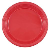 JAM PAPER Round Plastic Party Plates - Large - 10 1/4 inch - Red - 20/Pack