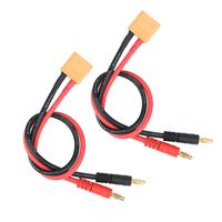 TOOHUI 2 Pack XT90 Connector Plug, 4mm Banana Plugs Battery Charge Lead Adapter Cable, Charging Cable with Banana Plugs, Battery Connect Cable for RC Power (12AWG, 30cm)