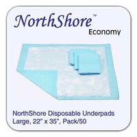 NorthShore Economy, 22 x 35, 15 oz, Blue Disposable Underpads (Chux), Large, Pack/50