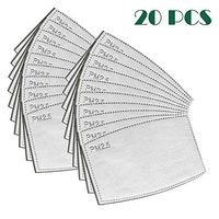 URMax 20 PCS PM2.5 Activated Carbon Filters Meltblown Non-Woven Cloth 5 Layers Cotton Adjustable Anti Dust Filters for Women Mens