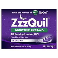 ZzzQuil Nighttime Sleep Aid, Non-Habit Forming, Fall Asleep Fast and Wake Refreshed, 72 Count LiquiCaps
