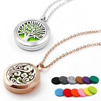RoyAroma 25MM Aromatherapy Essential Oil Diffuser Necklace Cloud Tree Patterns Pendant Locket Jewelry,24"Adjustable Chain Stainless Steel Perfume Necklace