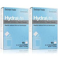 Hydralyte Electrolyte Powder, Clinical Hydration, Color Free Lemonade, 10 Count (Pack of 2)