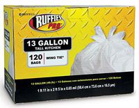 Ruffies Pro 1124910 13 Gallon White Tall Kitchen Bags 120 Count