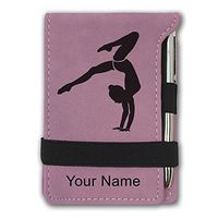 Mini Notepad, Gymnast Handstand, Personalized Engraving Included (Pink)