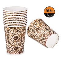 6oz Paper Cups Eco-friendly Hot Beverage Recyclable Brown Disposable Paper Cups with Coffee Print