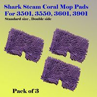 ESC Standard Size (12.5" X 7.5") / Large XL (16.5" X7.5") / Triangular (11" X7") Steam Mop Replacement Pocket Pads for Euro-pro Shark S3501 S3601 S3901 S3550 Se450 XLT3501 Refill (3, Standard Coral Microfiber)