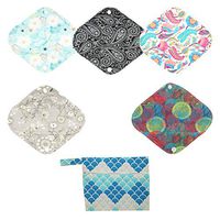 5 Small Panty Liners 1 Wet Bag Cloth Menstrual Pads Reusable Washable (Scales, S Panty Liners)