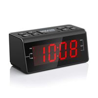 Digital Alarm Clock Radio with AM/FM Radio, 1.2" Big Red Digits Display, Sleep Timer, Dimmer and Battery Backup, Bedside Alarm Clocks with Easy Snooze for Bedrooms, Table, Desk - Outlet Powered
