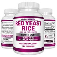 Red Yeast Rice Extract 1200 mg – Citrinin Free Supplement – Vegetarian 120 Capsules - Arazo Nutrition