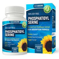 EzyAbsorb PhosphatidylSerine Nootropic, 200mg, 60 Veggie Capsules, Soy-Free PS100, derived from Sunflower Lecithin
