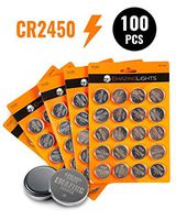 EmazingLights 100 Pack of CR2450 Batteries - 3V Lithium Coin Button Cell 600 mAh (Silver, 100 Pack)