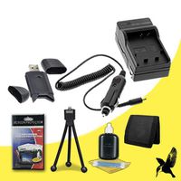 Halcyon Brand 600 mAH Charger with Car Charger Attachment Kit + Memory Card Wallet + SDHC Card USB Reader + Deluxe Starter Kit for Panasonic Lumix DMC-GF3, DMC-GF5, DMC-GF5X Digital Cameras and Panasonic DMW-BLE9