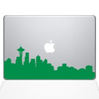 The Decal Guru Seattle City Skyline Decal Vinyl Sticker, 13" MacBook Pro (2015 & Older Models), Green (2332-MAC-13P-LG)