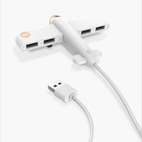 lotus.flower Multi Port 4-Port USB 2.0 Hub Powered Novelty Creative Air Force One Aircraft Airplane Plane Shape 4 Ports Multiple USB Splitter Expander for MacBook iMac PC Laptop Computer Gift (White)