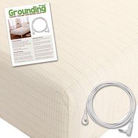 Grounding Brand Fitted Twin Size Sheet with Earth Connection Cable, 400TC Conductive Mat with Pure Silver Thread for Better Sleep and Healthy Earth Energy, Natural Tan