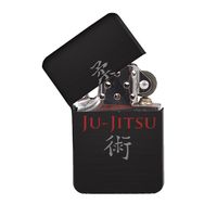 Ju Jitsu Martial Arts - Black Lighter Windproof Flip-Top Refillable with tin Gift Box