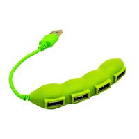 Sudroid High Speed USB 2.0 Hub 4 Port Portable Splitter Cable Adapter Creative Extender Adorable Fruit Vegetable Shape Design for PC Mac Laptop Notebook (Pea)