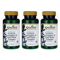 Swanson Full Spectrum Turmeric Astragalus & Gotu Kola Complex 60 Capsules (3 Pack)