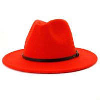 Lisianthus Women Belt Buckle Fedora Hat (Orange)
