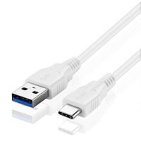 TNP USB Type C to Type A Cable, USB-C to USB-A Cable Adapter Connector Plug Wire Cord, Super Speed USB 3.0 Male to Male Sync & Charge Cable - White (3FT)