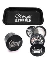 Tommy Chong's Chong's Choice Original Quality Durable Metal Rolling Tray with Premium 2.5 Inch Herb 4 Part Grinder