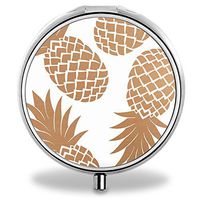 IMLONE Pill Organizer, Customized Pineapple Pill Boxes with 3 Components and Mirror for Travelling and Daily Needs