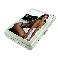 German Pin Up Girls Germany D14 Cigarette Case Lighter Smoking King Size Cigarettes Silver Metal Wallet 4" X 2.75" RFID Protection