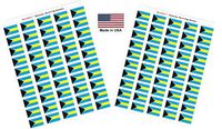 Made in USA! 100 Country Flag 1.5" x 1" Self Adhesive World Flag Stickers, Two Sheets of 50, 100 Sticker Flags Total (Bahamas)