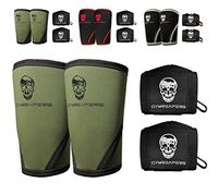 Gymreapers Elbow Sleeves (1 Pair) W/Bonus Wrist Wraps - Support & Compression for Powerlifting, Weightlifting, Bench & Tendonitis 5mm Neoprene Sleeve - for Men & Women - 1 Year Warranty (Medium)