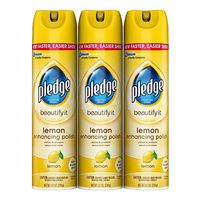 Pledge Multisurface Furniture Polish Spray, Works on Wood, Granite, and Leather, Shines and Protects, Lemon, 9.7 oz - Pack of 3